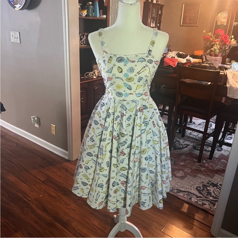 🍳🥞🧇Rare pinup 50s breakfast Novelty Print Sundress🥚☕️🥣